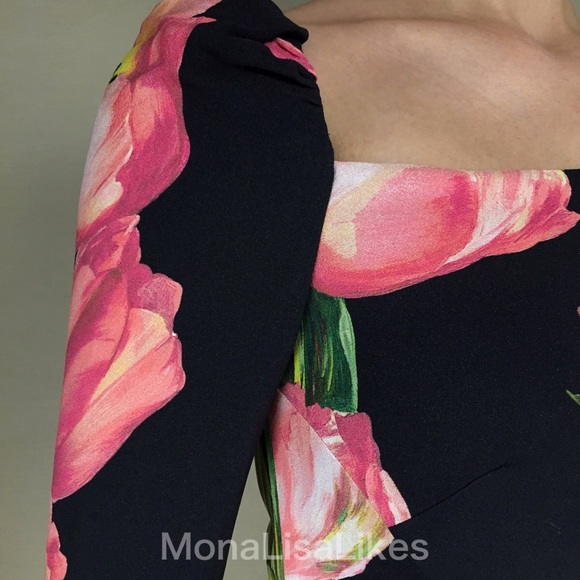 New DOLCE & GABBANA Tulip Black Pencil midi dress - Picture 5 of 8